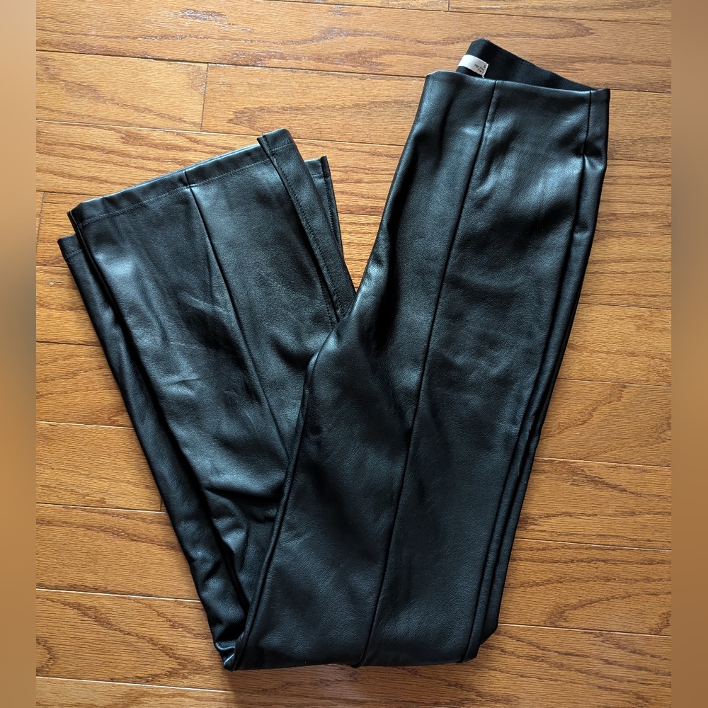 SO Faux Leather pants - high rise flare - small - elastic waistband - baddie fit